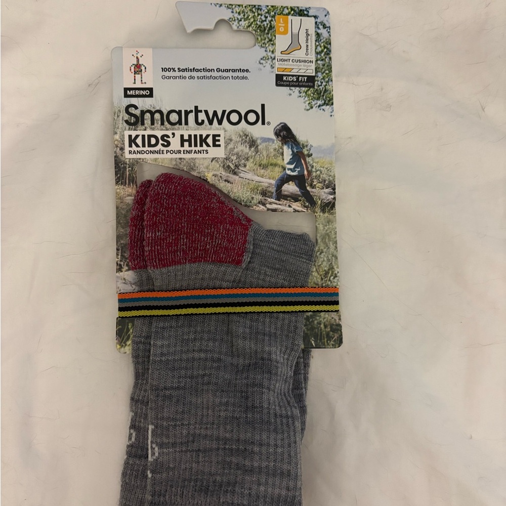 SOLD-  NOT AVAILaBLE- Smartwool Kids' Burgundy and Gray Hiking Socks NWT